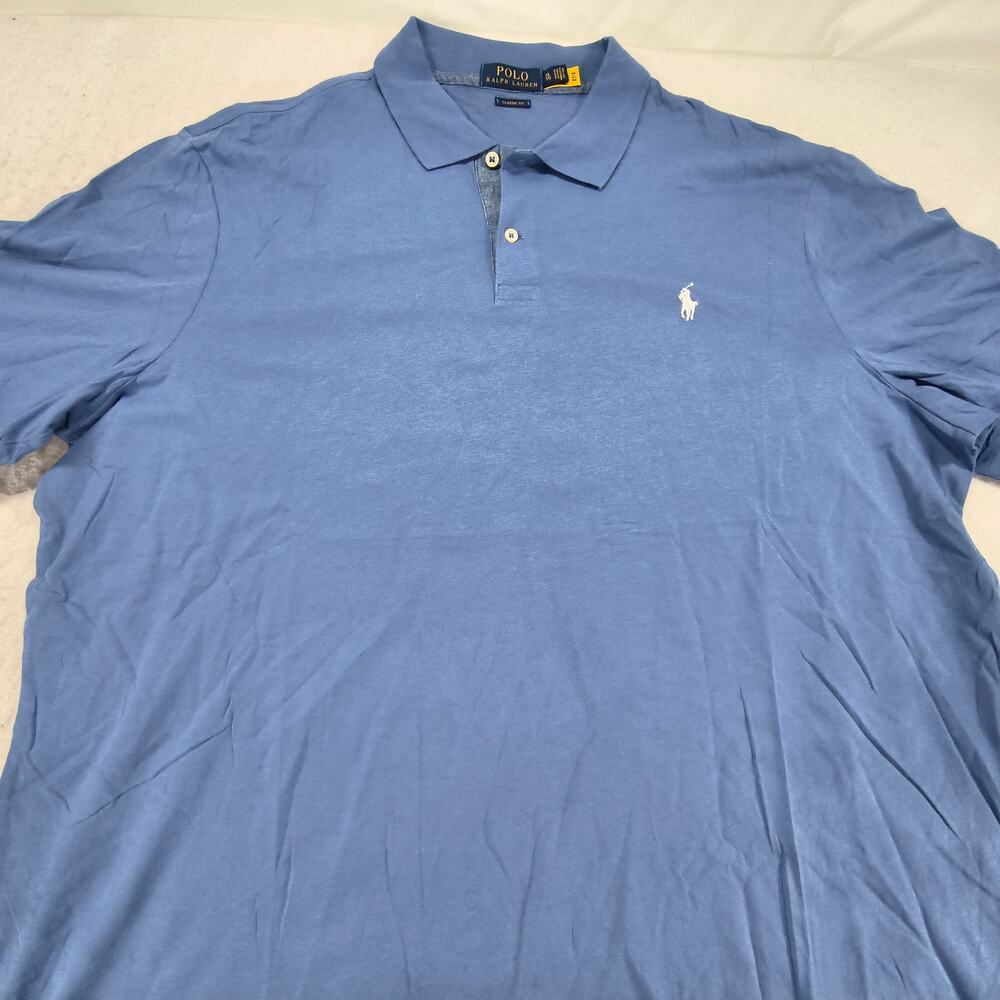 Polo Ralph Lauren Classic Fit Casual Collared Polo Shirt Mens Size XL Blue White